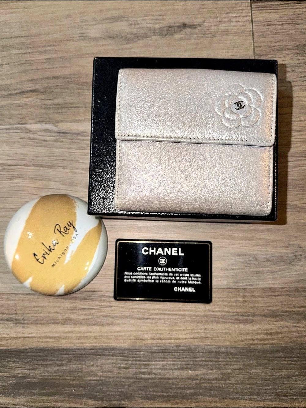 Chanel Camellia Silver Embossed Bifold Wallet- BEAUTIFUL CONDITION